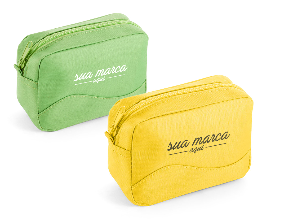 Bolsa multiusos em microfibra com zíper.