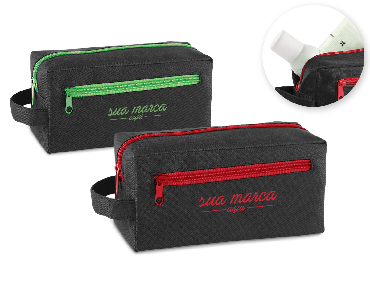 Necessaire em 600D com pega e bolso frontal