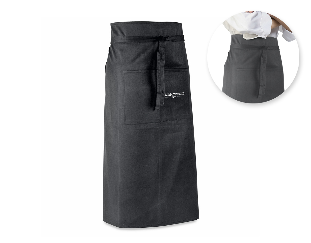 Avental de bar em algodão e poliéster (145 g/m²), com 2 bolsos