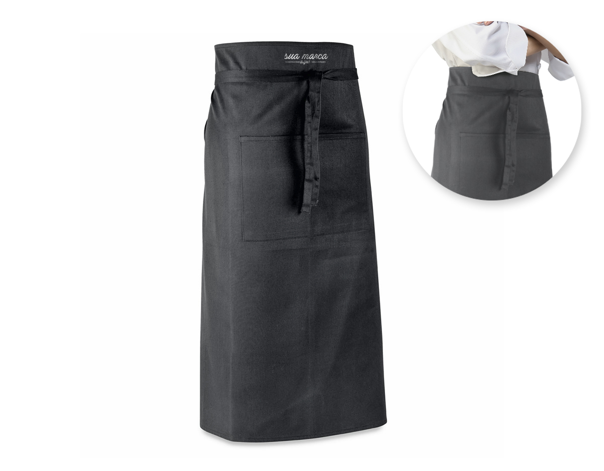 Avental de bar em algodão e poliéster (145 g/m²), com 2 bolsos