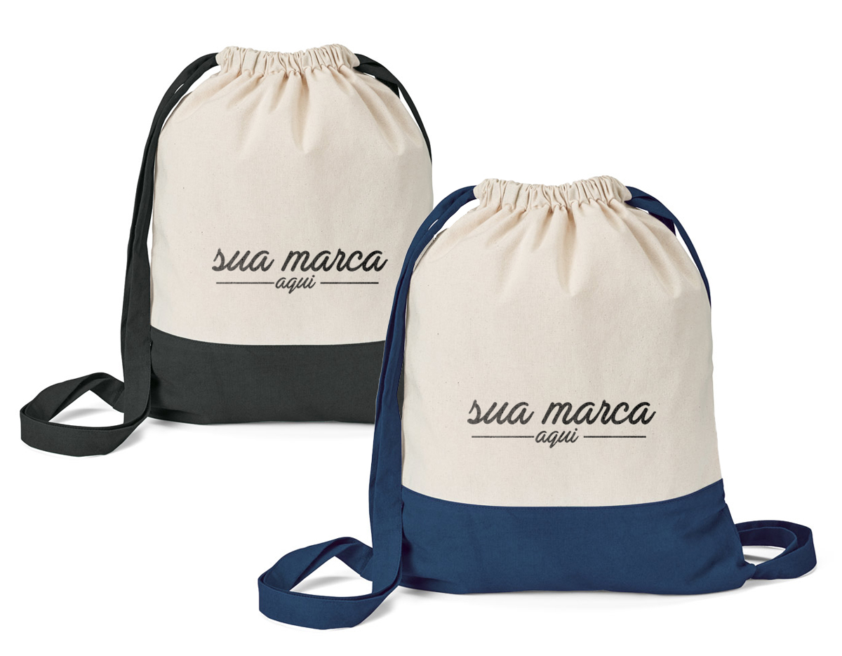 Sacola tipo mochila 100% algodão
