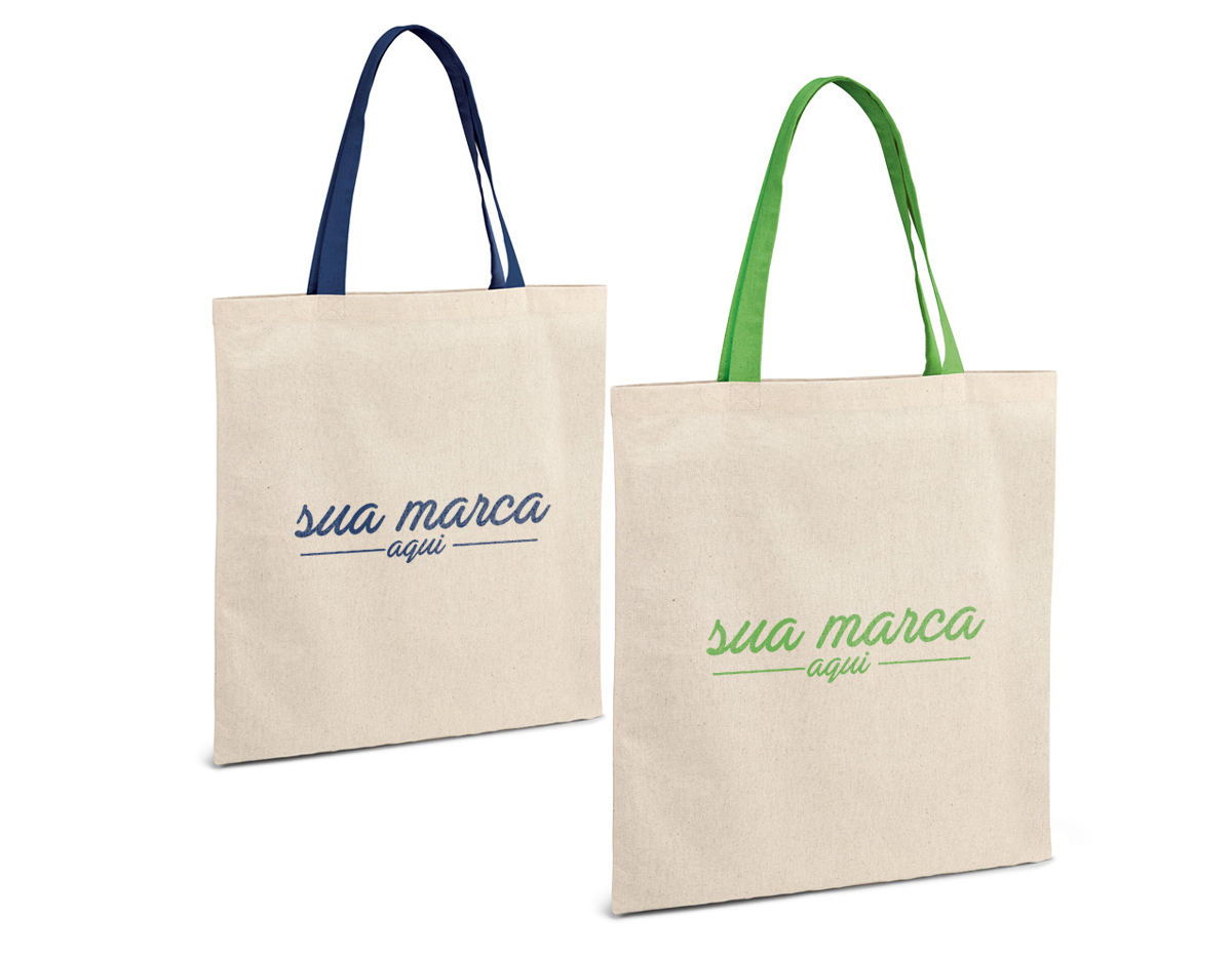 Sacola 100% algodão (140 g/m²) com alças de 60 cm