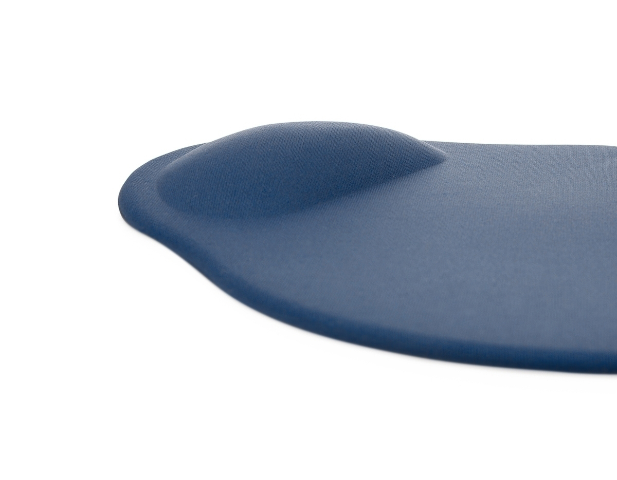 Mouse Pad ergonômico de neoprene com apoio para o punho de espuma. Parte inferior em material antiderrapante, que ajuda a impedir o deslizamento do mouse pad.