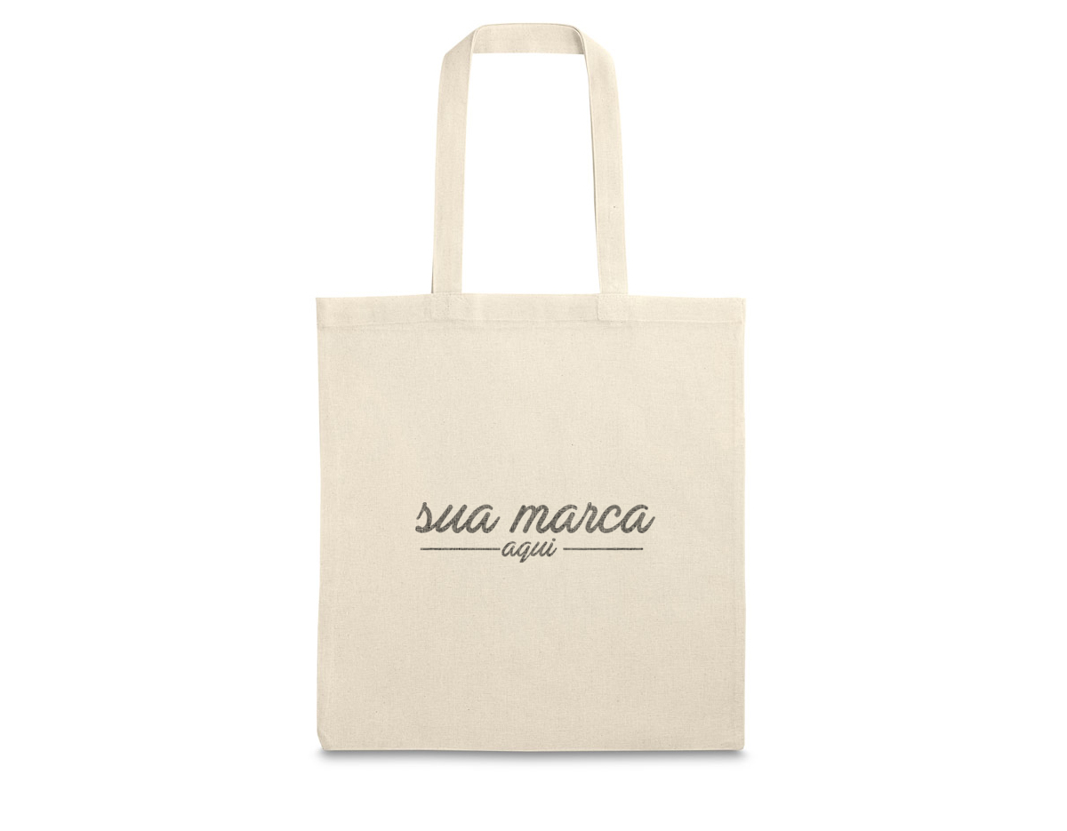 Sacola 100% algodão (140 g/m²) com alças de 60 cm. 375 x 415 mm