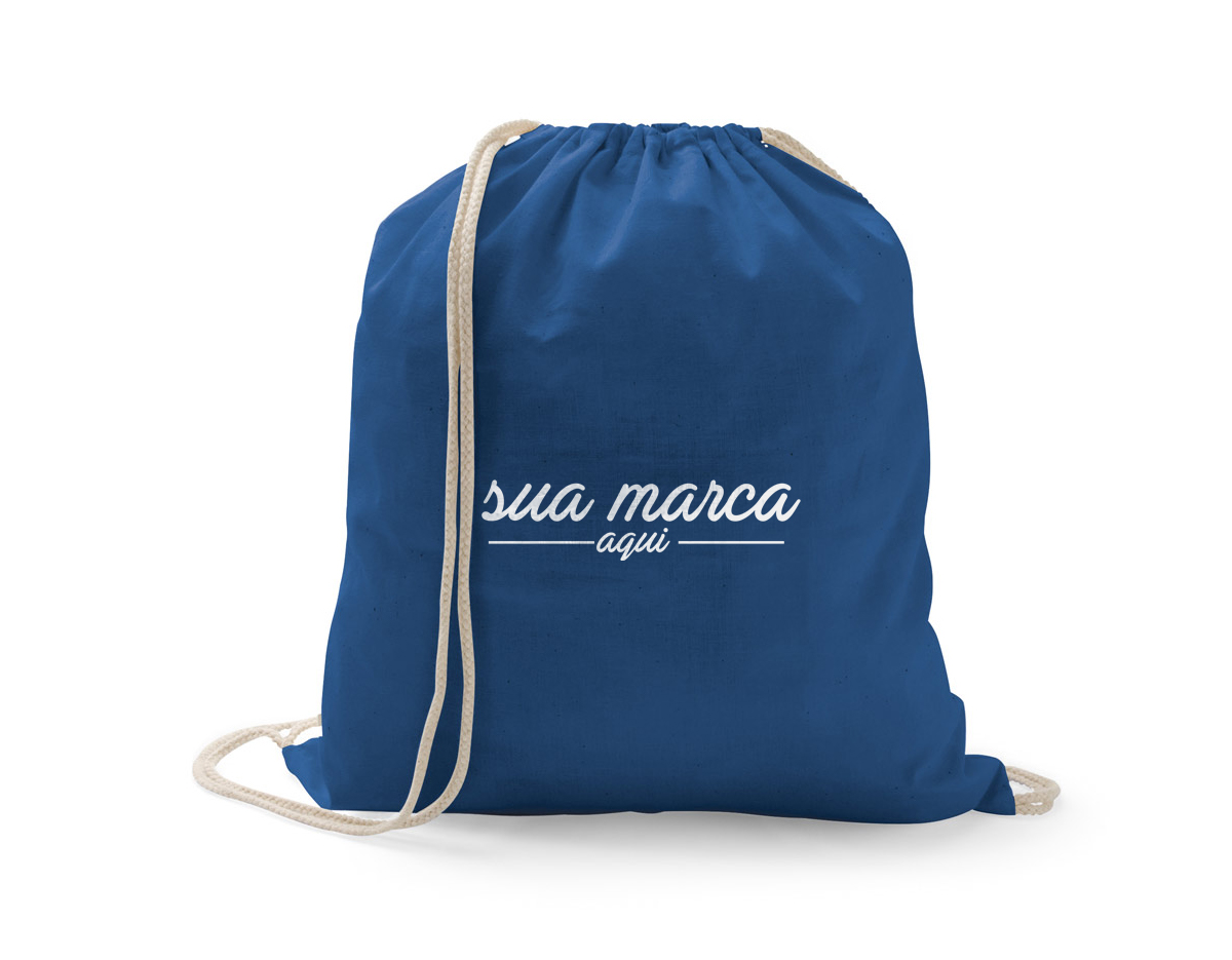 Sacola tipo mochila 100% algodão. 370 x 410 mm