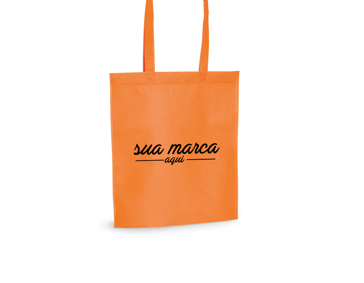 Sacola em non-woven (80 g/m²) termo-selado com alças de 55 cm. 270 x 350 mm