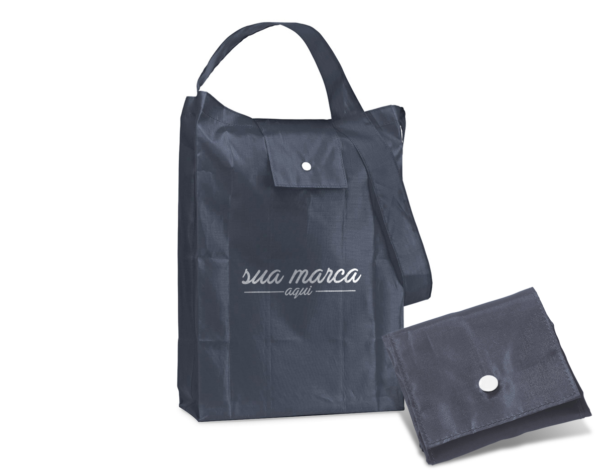 Sacola à tiracolo dobrável em 190T e alças de 75 cm Aberto: 360 x 415 x 80 mm