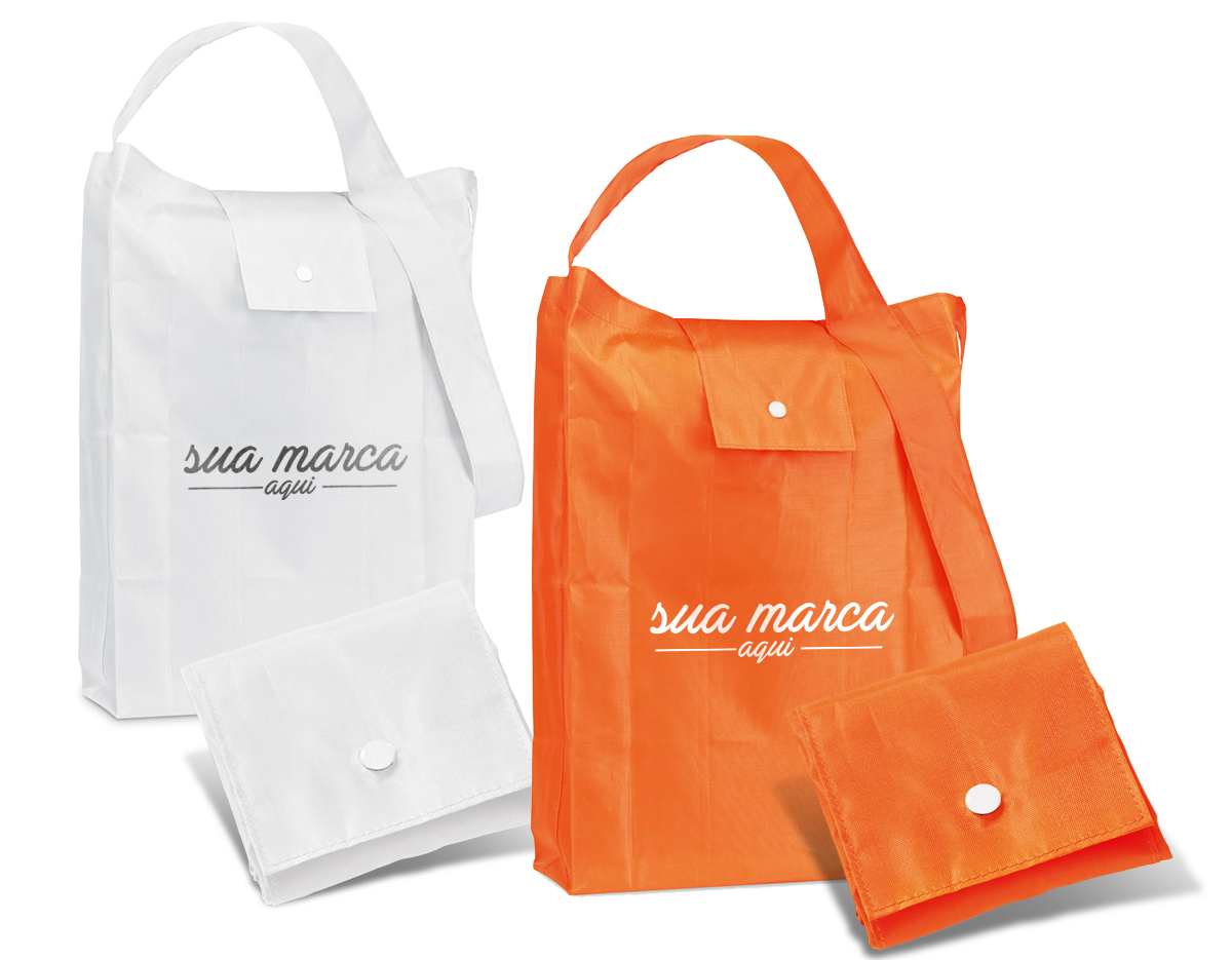 Sacola à tiracolo dobrável em 190T e alças de 75 cm Aberto: 360 x 415 x 80 mm