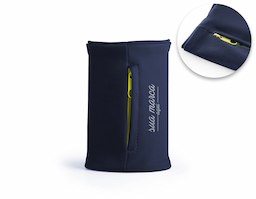 Punho elástico em poliéster com bolso com zíper, ideal para guardar bens de pequeno tamanho e usar durante a prática esportiva. 100 x 100 mm
