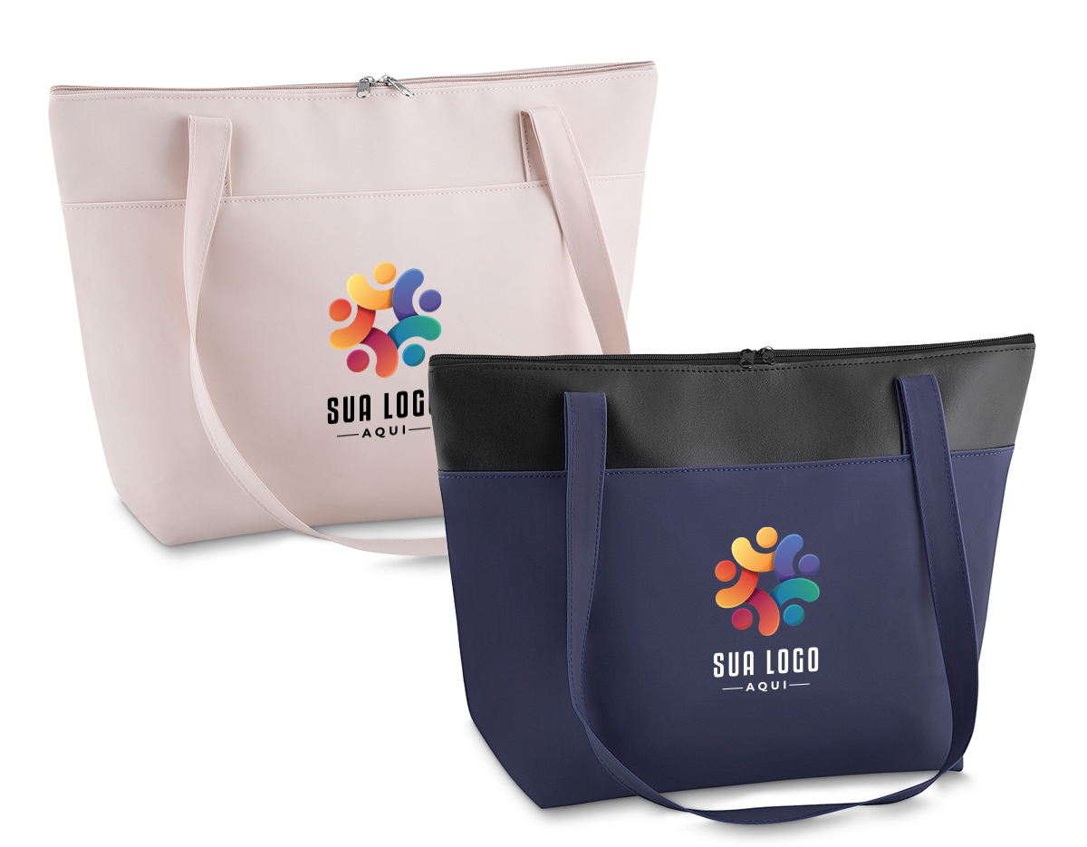 Bolsa térmica em nylon com capacidade para 20 litros. A bolsa possui detalhe em couro sintético na parte superior, e alça para ombro em nylon. 31x44,4x15cm				