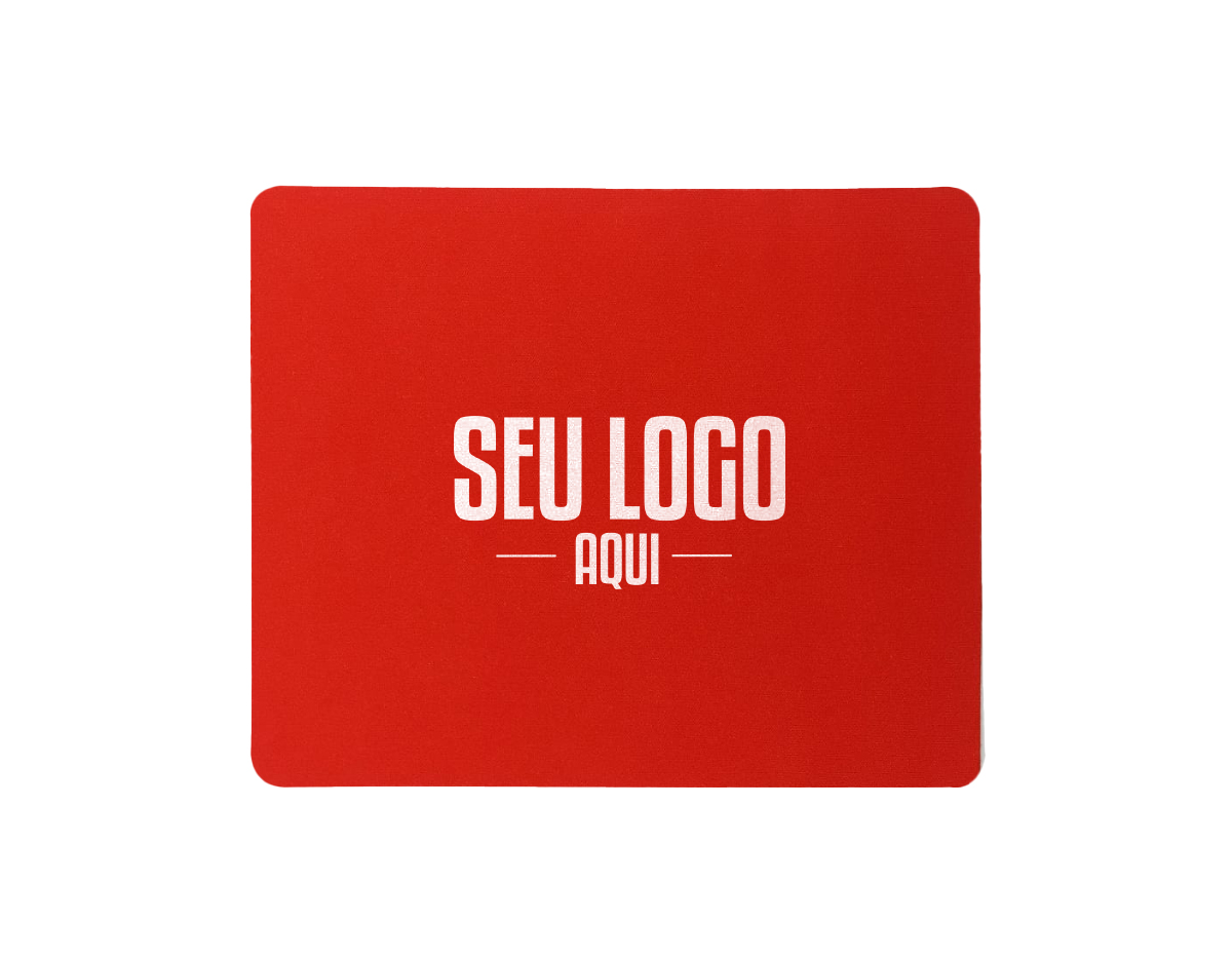 Mouse pad retangular de tecido, parte inferior emborrachada para evitar deslizamento.