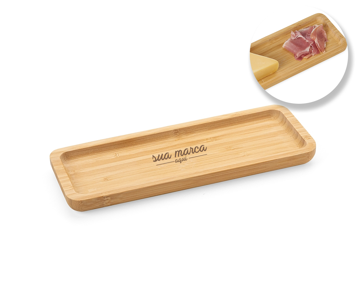 Petisqueira de bambu retangular 26 x 10