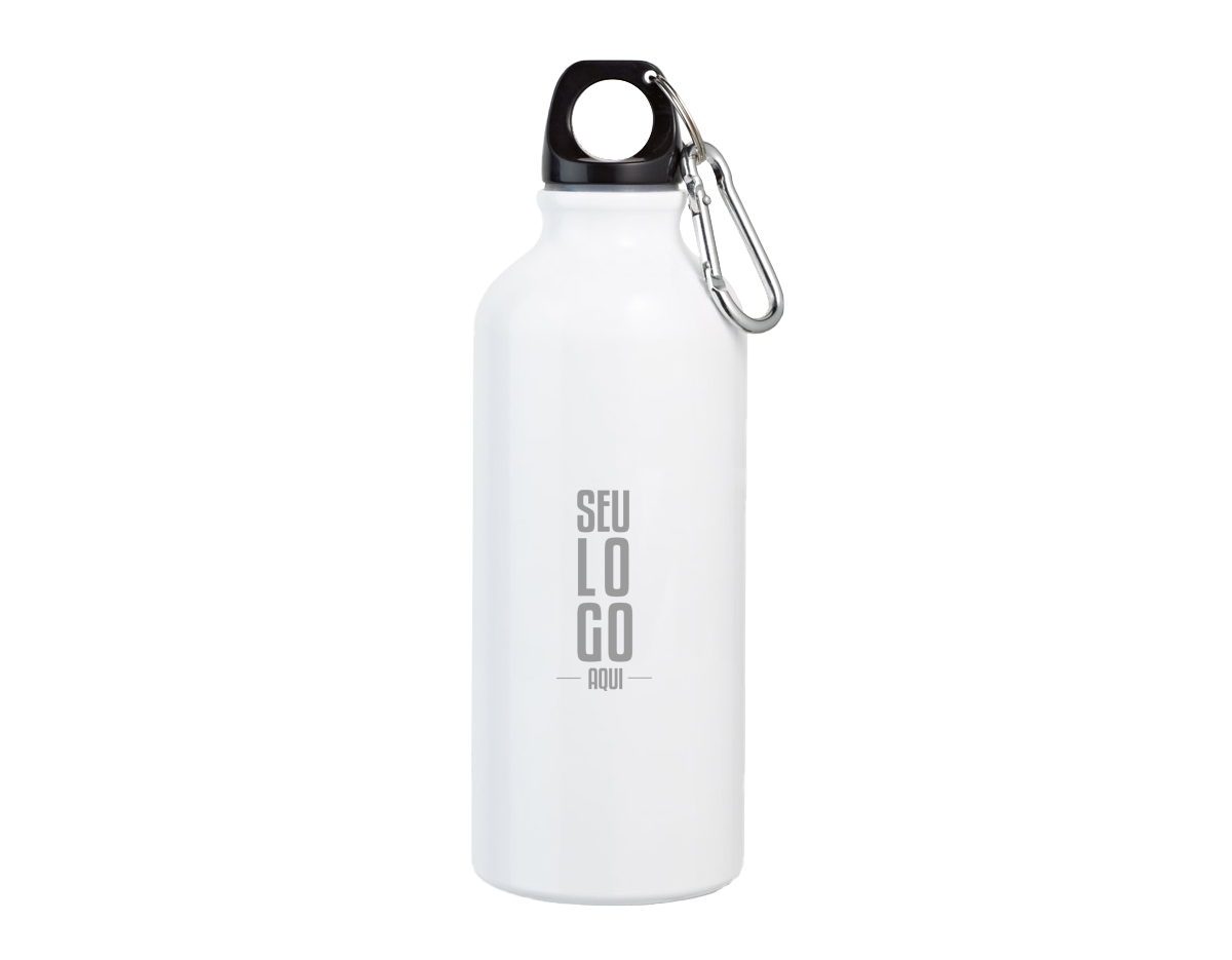 Squeeze em alumínio com mosquetão e capacidade até 500 ml.