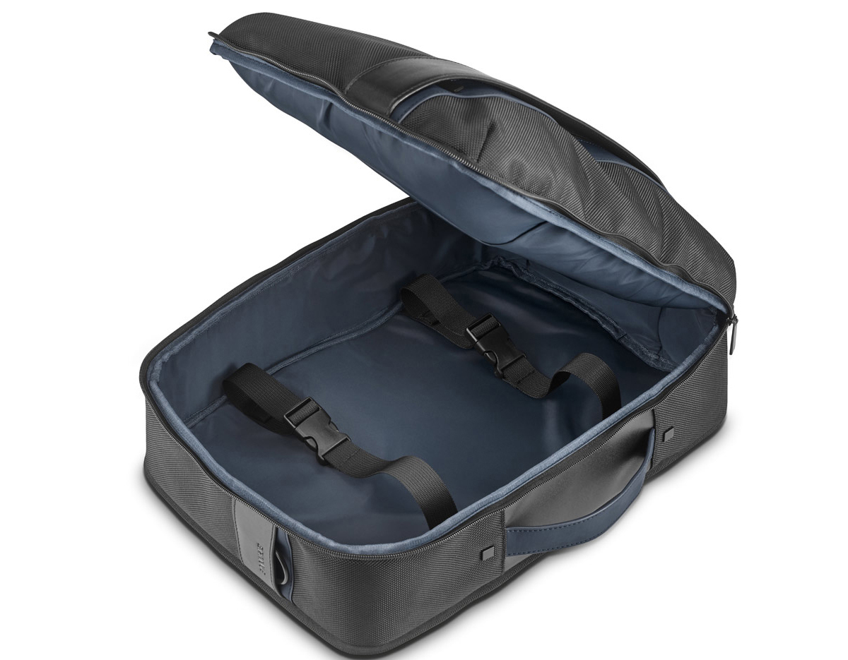 A DYNAMIC Backpack é uma mochila urbana que se distingue pela sua versatilidade e dualidade. O seu design eficiente permite-lhe que seja um objeto único e versátil que se multiplica discretamente numa mochila e numa sacola de viagem. 300 x 420 x 75 mm