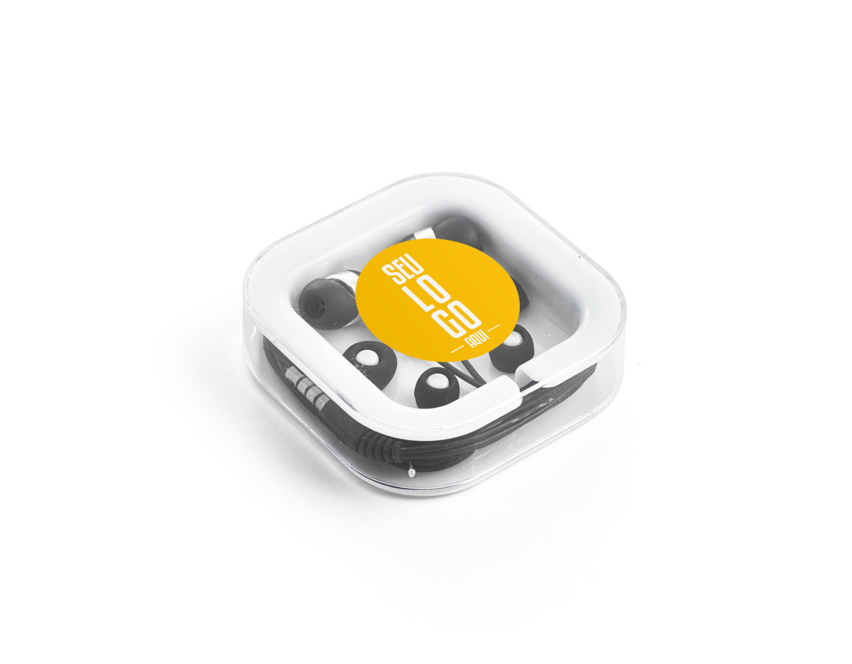 Fone de ouvido com microfone incorporado e cabo de 1,20 m com ligação stereo 3,5 mm. Inclui 2 pares extra de adaptadores de fone em silicone (dois tamanhos diferentes). Fornecidos em caixa de PS e ABS