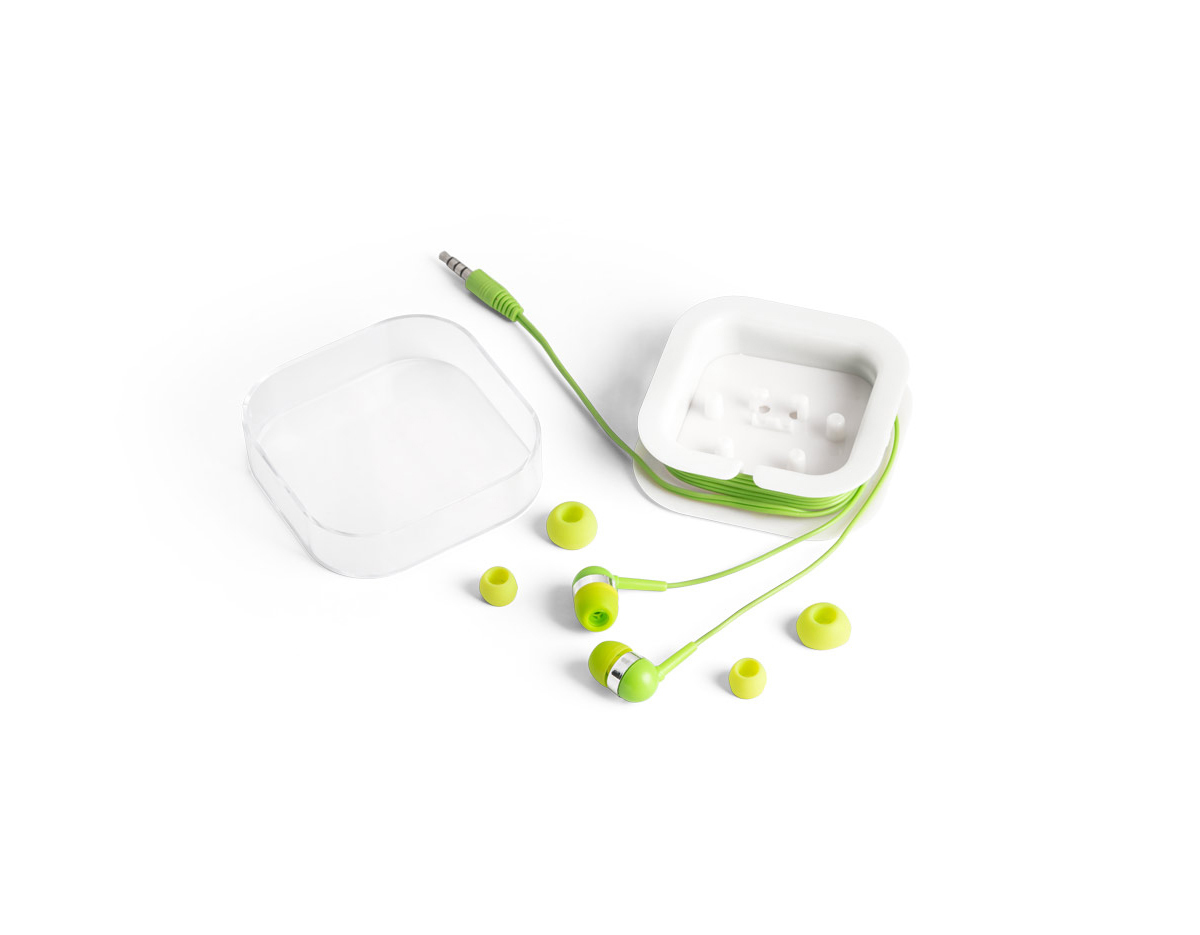 Fone de ouvido com microfone incorporado e cabo de 1,20 m com ligação stereo 3,5 mm. Inclui 2 pares extra de adaptadores de fone em silicone (dois tamanhos diferentes). Fornecidos em caixa de PS e ABS