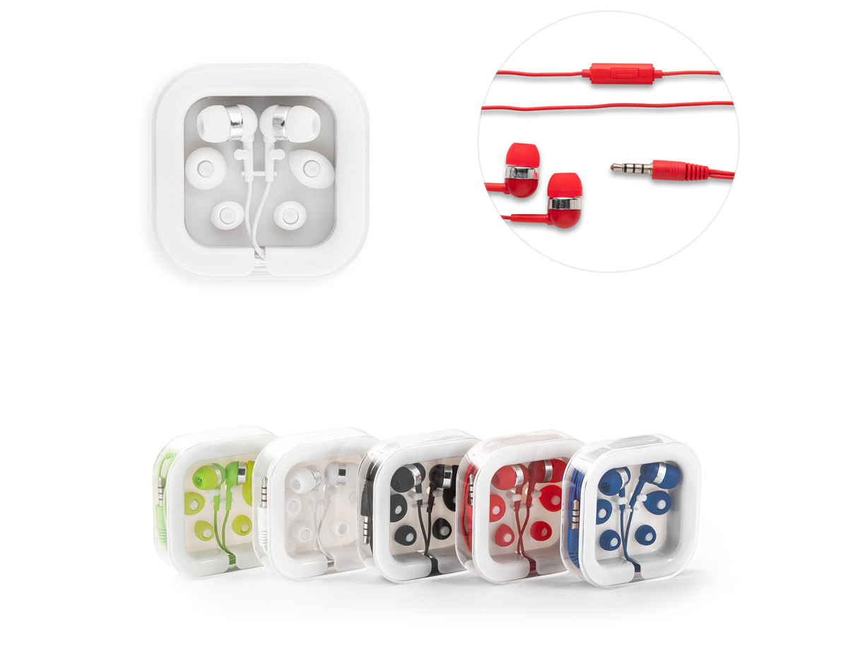 Fone de ouvido com microfone incorporado e cabo de 1,20 m com ligação stereo 3,5 mm. Inclui 2 pares extra de adaptadores de fone em silicone (dois tamanhos diferentes). Fornecidos em caixa de PS e ABS