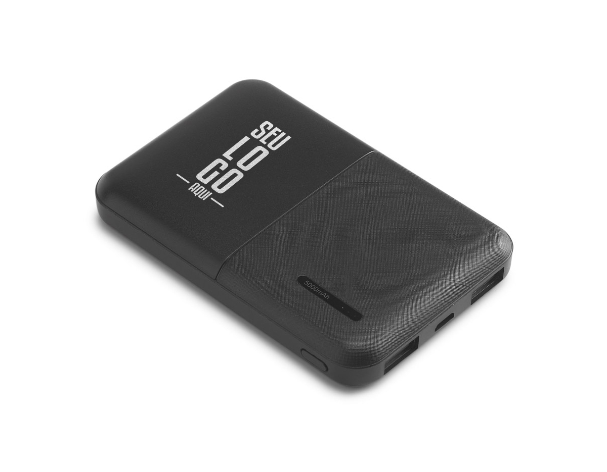 bateria portátil em ABS de design elegante e inovador pensada de forma a ser um objeto intuitivo e facilitador no dia-a-dia. Bateria em polímero de lítio com indicador de carga LED. Possibilita o carregamento de até 2 dispositivos em simultâneo com entrada DC 5V/2.0A e saída DC 5V/1-2. Bateria prática para levar para qualquer lugar com capacidade de 5 000 mAh e potência de carregamento de 5V. , com cabo micro USB incluso.