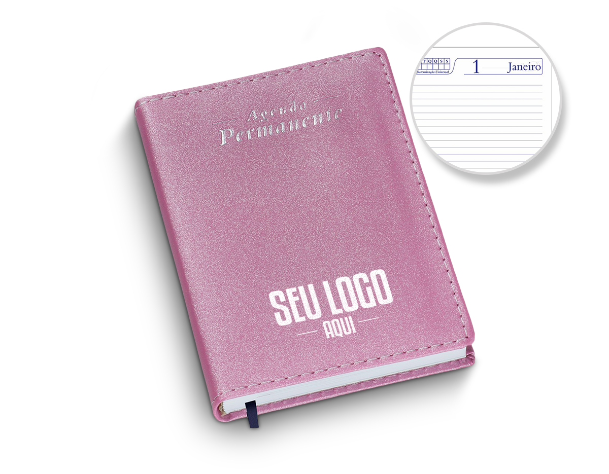 Agenda Compacta Permanente Metalizada Lisa Verde - Capa Couro Sintético - Miolo Permanente em Papel Off-set 63g - 1x1 cor - 384 páginas - Dados Pessoais - Contatos- Formato da Agenda: 110x155mm