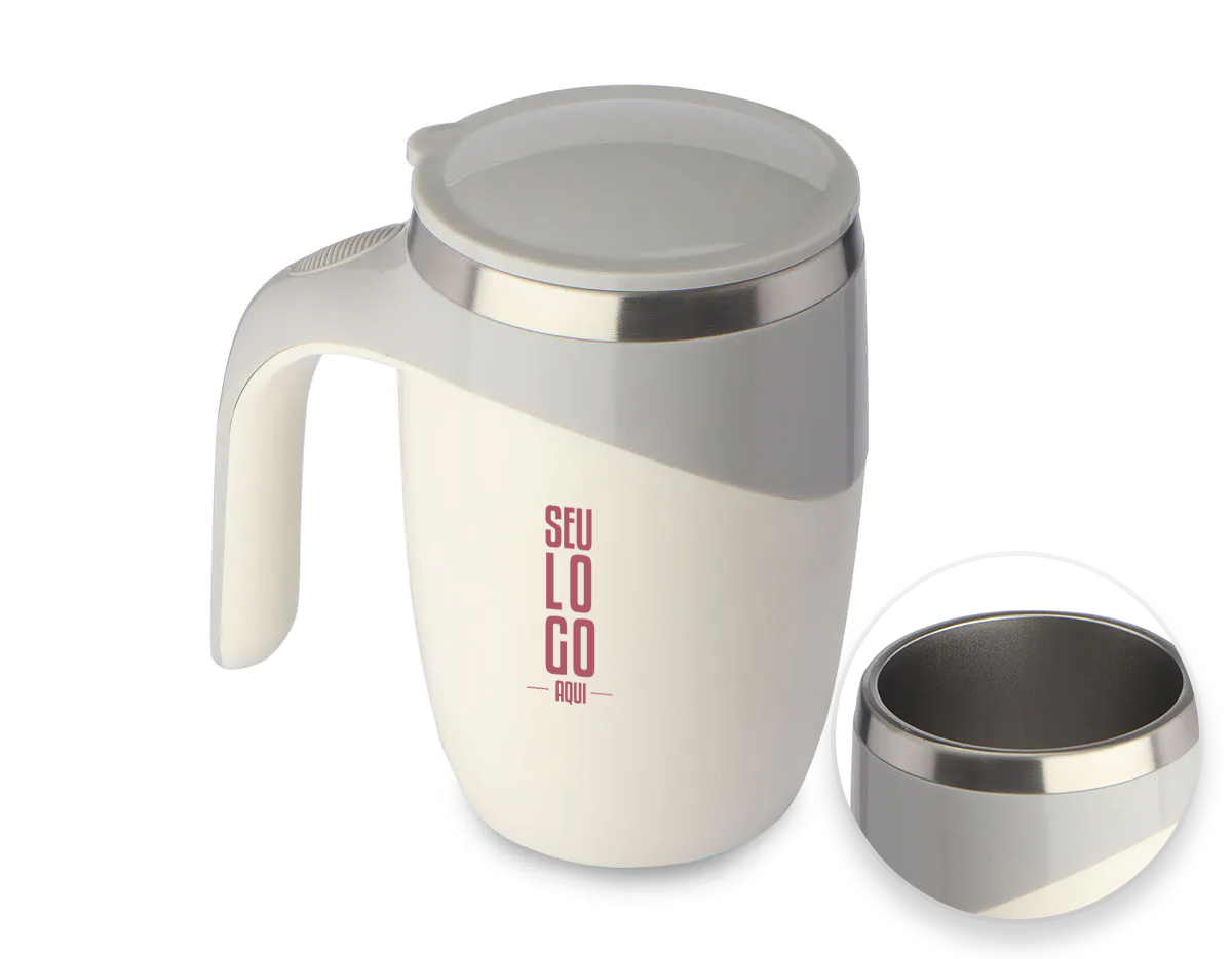 Caneca plástica mixer em aço inox na parte interna com capacidade de até 380ml. Na parte interna possui uma capsula imantada facilitando a remoção para limpeza da caneca. Ideal para junções de bebidas em pó. Para a função mixer funcionar é necessário 3 pilhas AAA, não acompanha pilha.