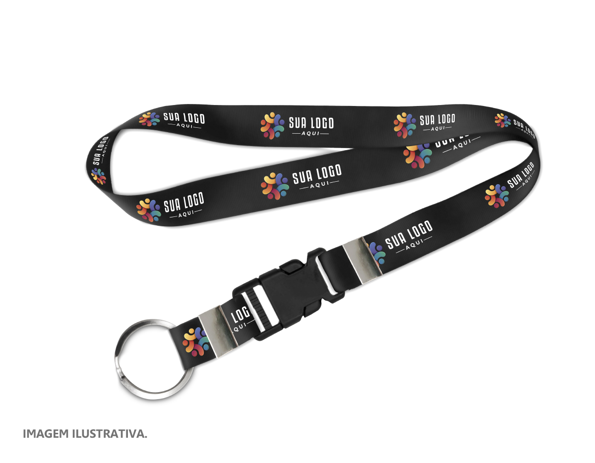 Cordão de 85 cm de comprimento e 2 cm de largura, com argola e fecho tipo mochila. Ideal para facilitar o transporte de pequenos objetos, oferecendo praticidade e segurança no fechamento. Seu design simples e funcional garante resistência e durabilidade no uso diário.