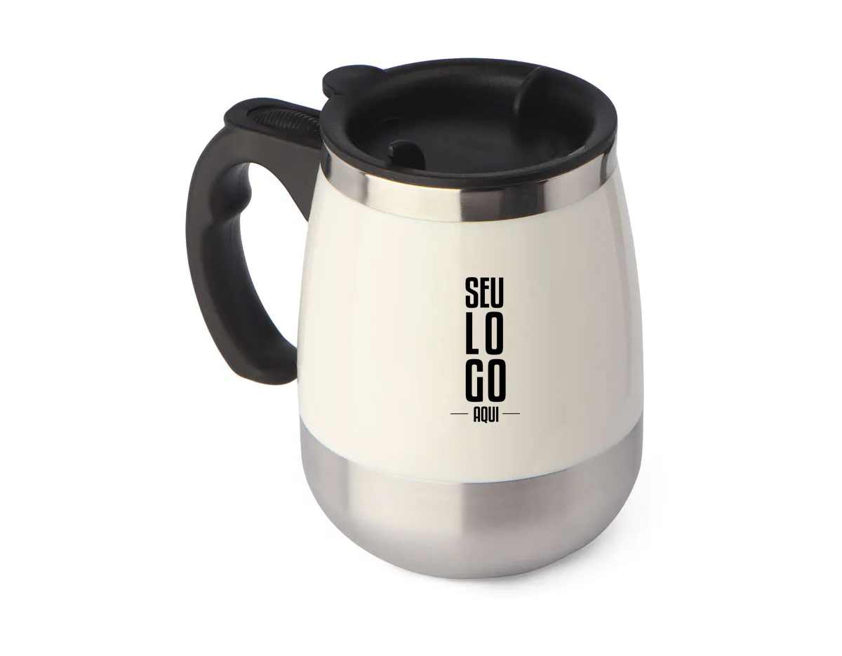 Caneca plástica mixer em aço inox na parte interna com capacidade de até 400ml. Ideal para fazer a junção de suas bebidas em pó. Para a função mixer funcionar é necessário 3 pilhas AAA, não acompanha pilha.