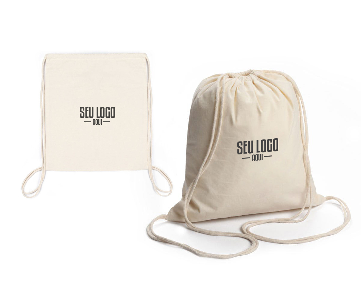 Sacola 100% algodão (180h/m2) com malha 100% algodão. Sacola ideal para compras no dia a dia.