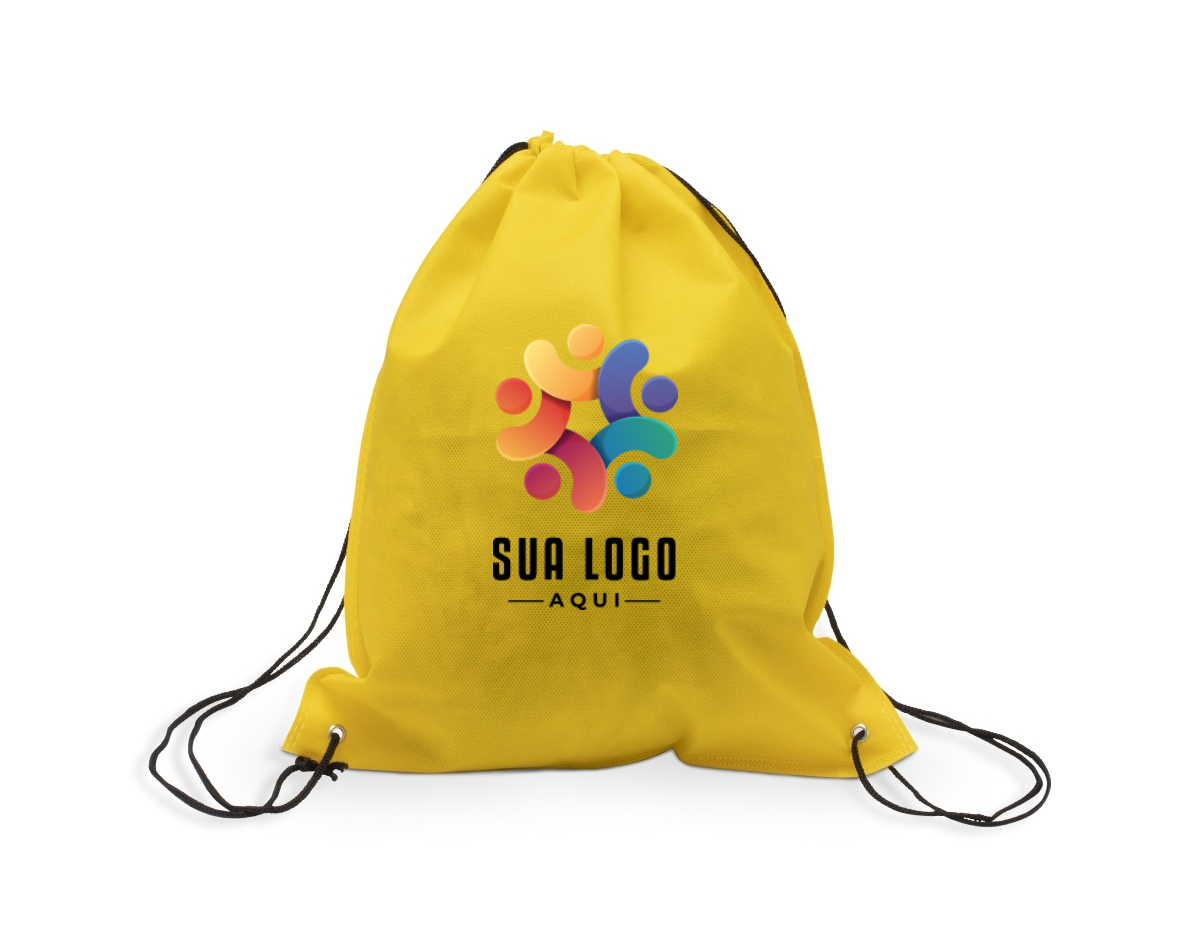 Mochila saco de tnt com costura termo selada.