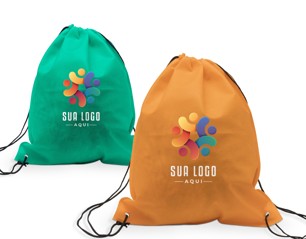 Mochila saco de tnt com costura termo selada.