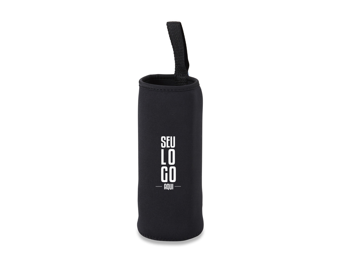 Porta copo ou garrafa em neoprene isotérmico.