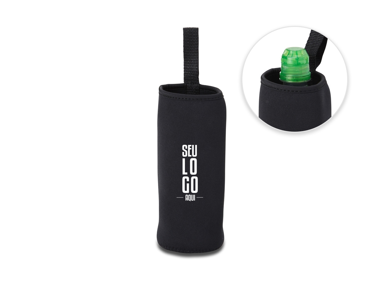 Porta copo ou garrafa em neoprene isotérmico.