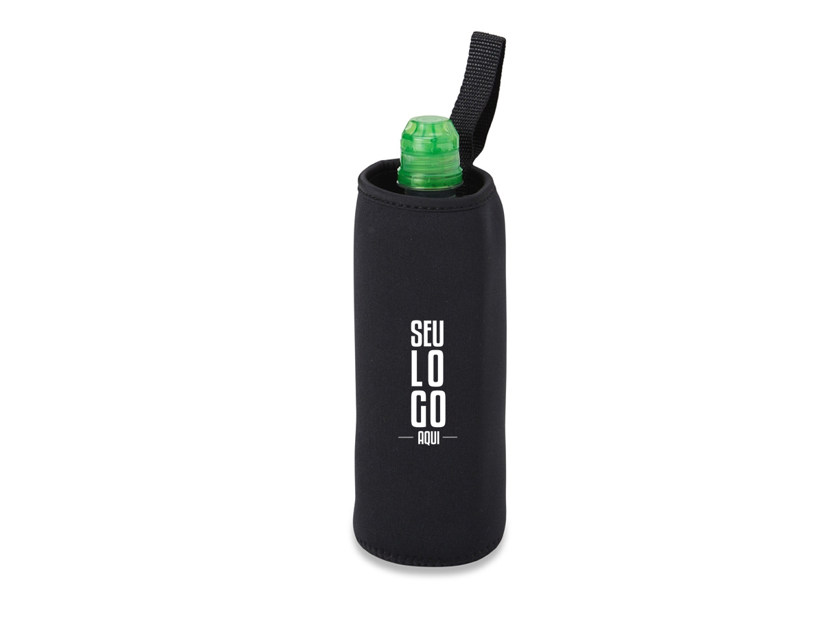 Porta copo ou garrafa em neoprene isotérmico.