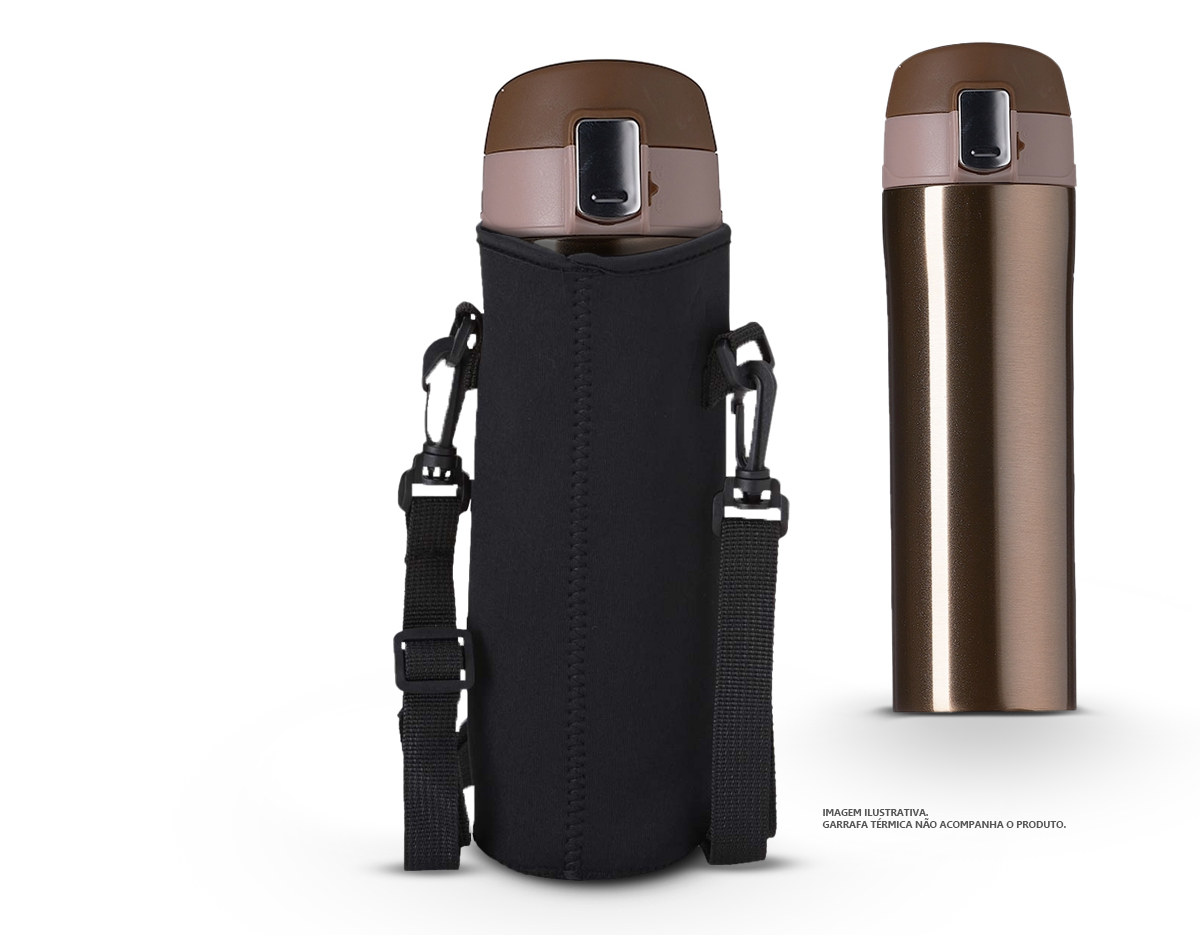Porta copo ou garrafa em neoprene isotérmico.