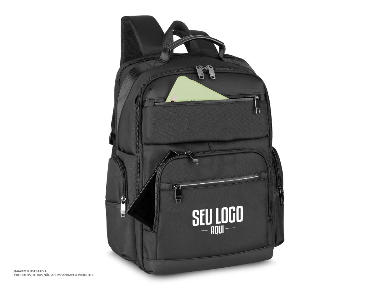 Mochila Premium para notebook em tecido poliéster.