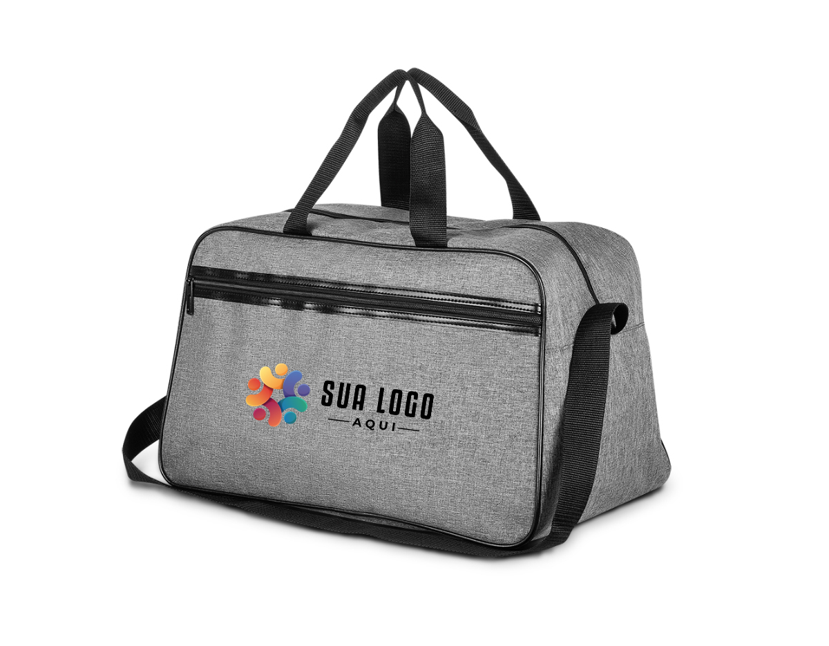 Mala esportiva em polyester, compartimento interno espaçoso ideal para rotina de treinos e afins, alça de ombro ajustável, alça de mão dupla, bolso externo com ziper.