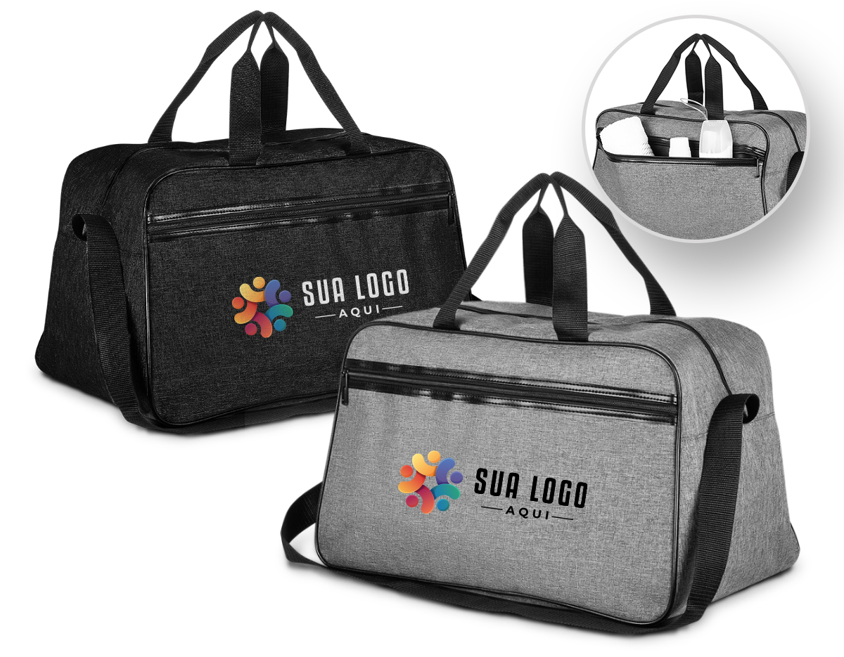 Mala esportiva em polyester, compartimento interno espaçoso ideal para rotina de treinos e afins, alça de ombro ajustável, alça de mão dupla, bolso externo com ziper.