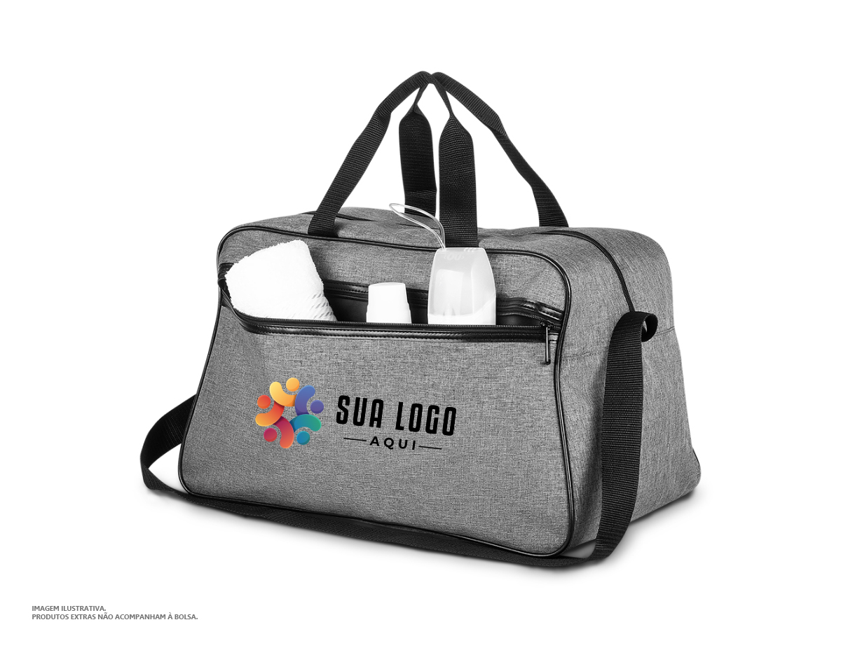 Mala esportiva em polyester, compartimento interno espaçoso ideal para rotina de treinos e afins, alça de ombro ajustável, alça de mão dupla, bolso externo com ziper.