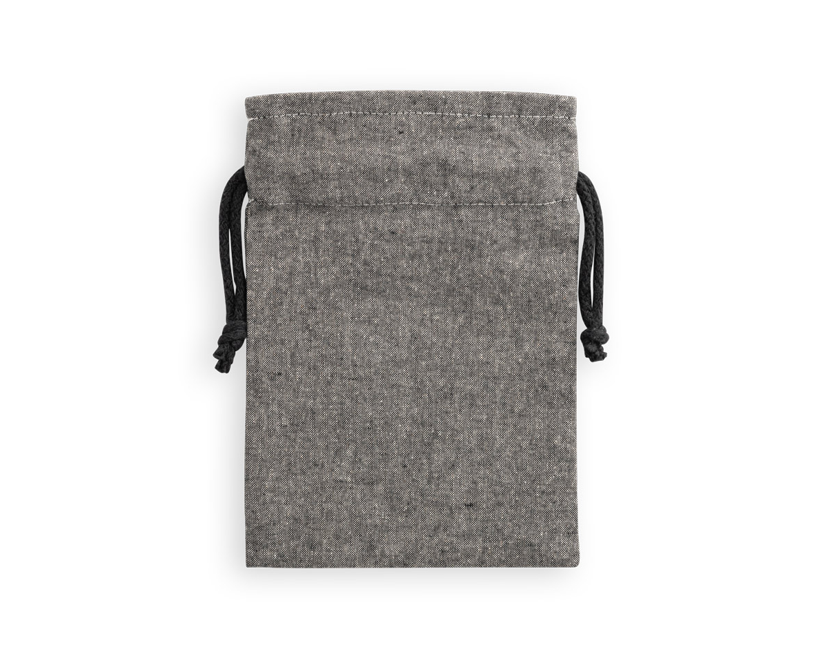 Sacola em algodão reciclado (140 g/m²) com cordão em algodão. Sacola reutilizável ideal para pequenos presentes. 140 x 200 mm