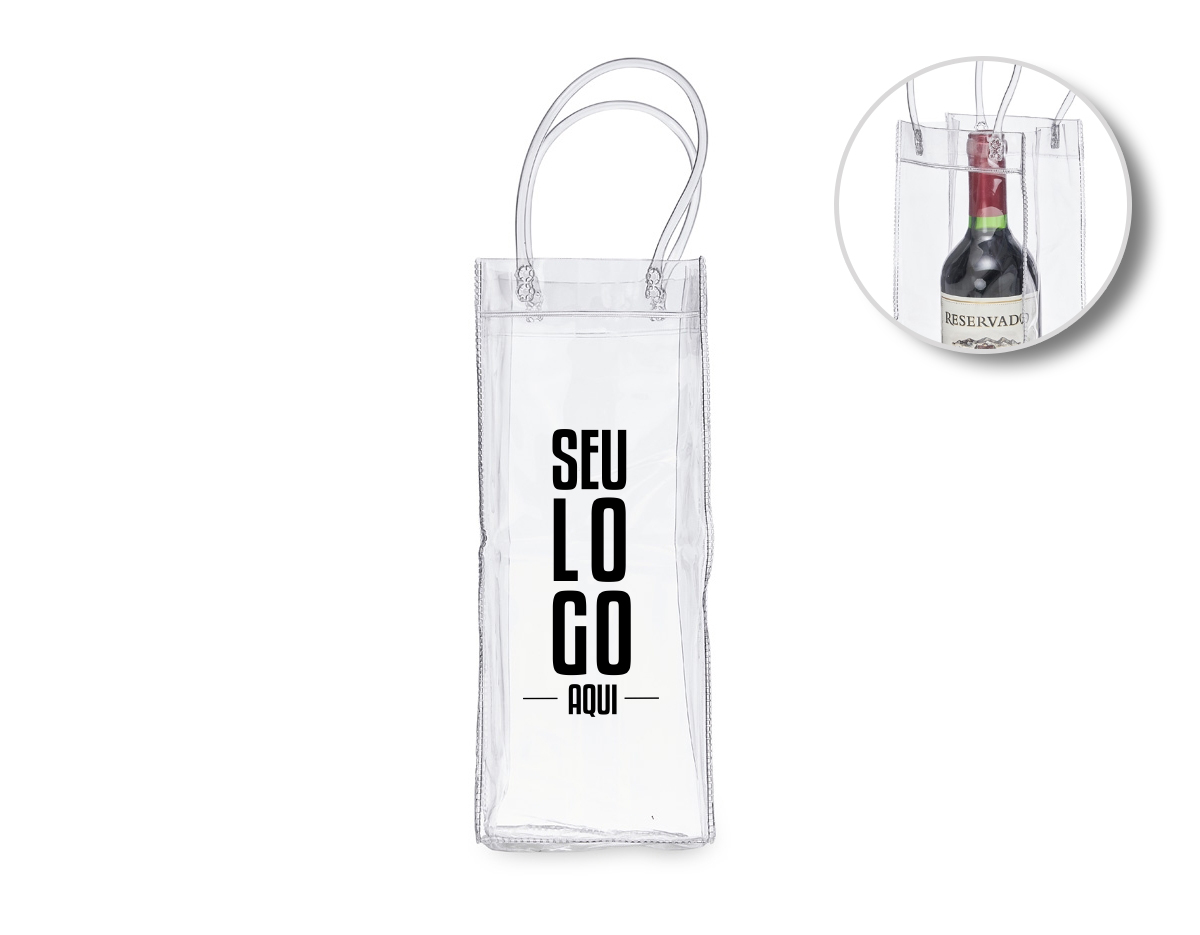 Sacola plástica para gelo com alça. Icebag serve para transportar garrafas exemplo: vinho, champagne, vodka... Basta colocar gelo e transportar seu cooler prático. OBS.: Para prolongar a vida útil do material pvc, atente-se as condições ideais de armazenamento: mantenha o material em local seco e arejado, livre da exposição ao sol e altas temperaturas. Após a utilização da icebag com gelo, certifique-se de secar completamente o material antes de guardá-lo, pois o armazenamento deste em estado úmido poderá comprometer a sua vida útil.