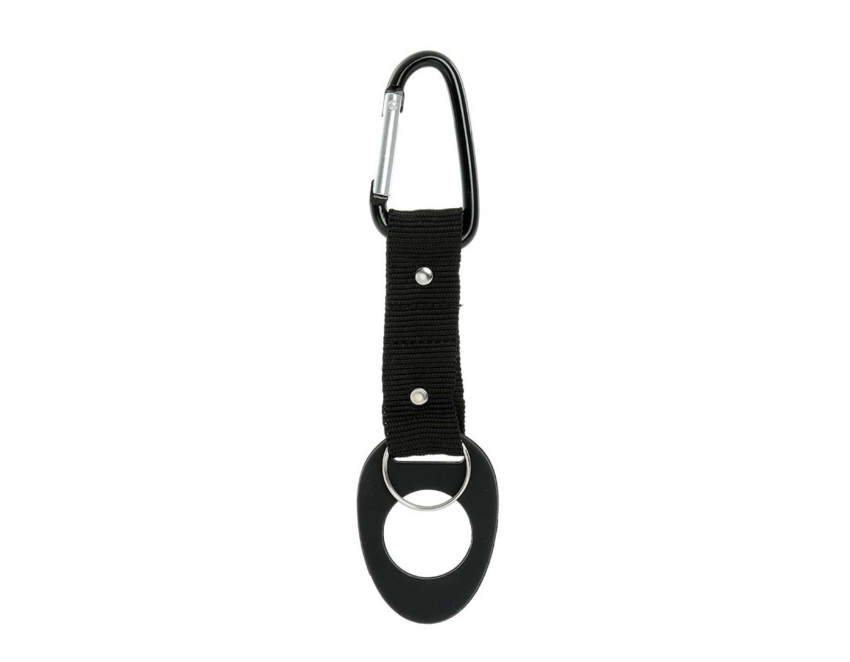 Suporte para garrafa para pet. Acompanha mosquetão e argola para chaveiro.