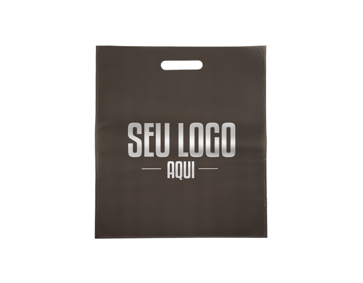 Sacola confeccionada em PVC sem alça.