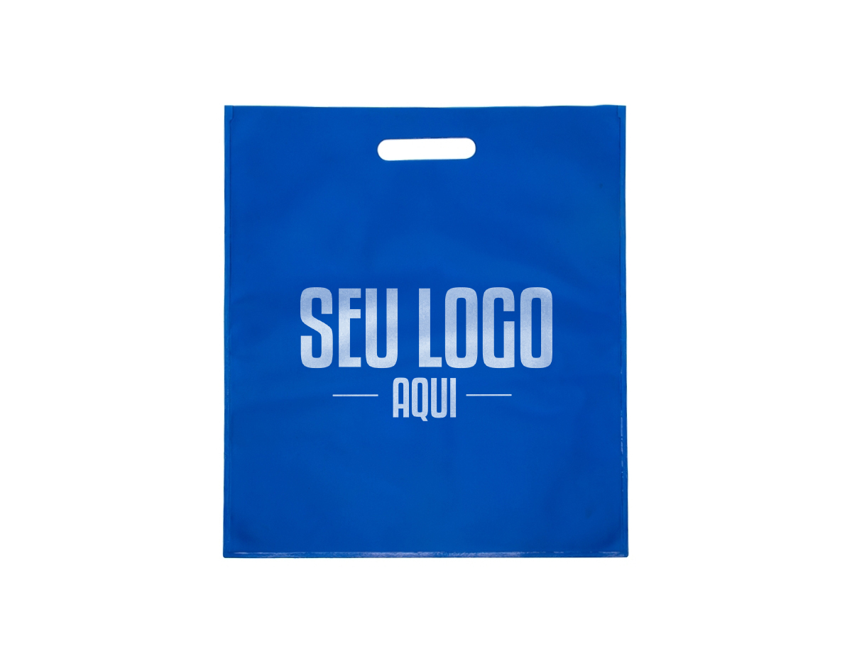 Sacola confeccionada em PVC sem alça.