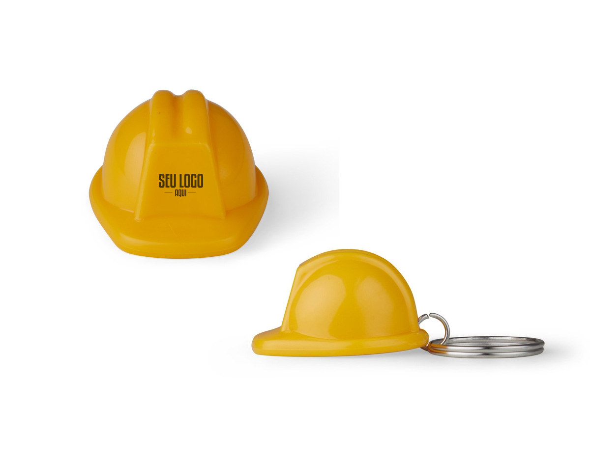 Chaveiro capacete de segurança EPI, material plástico.