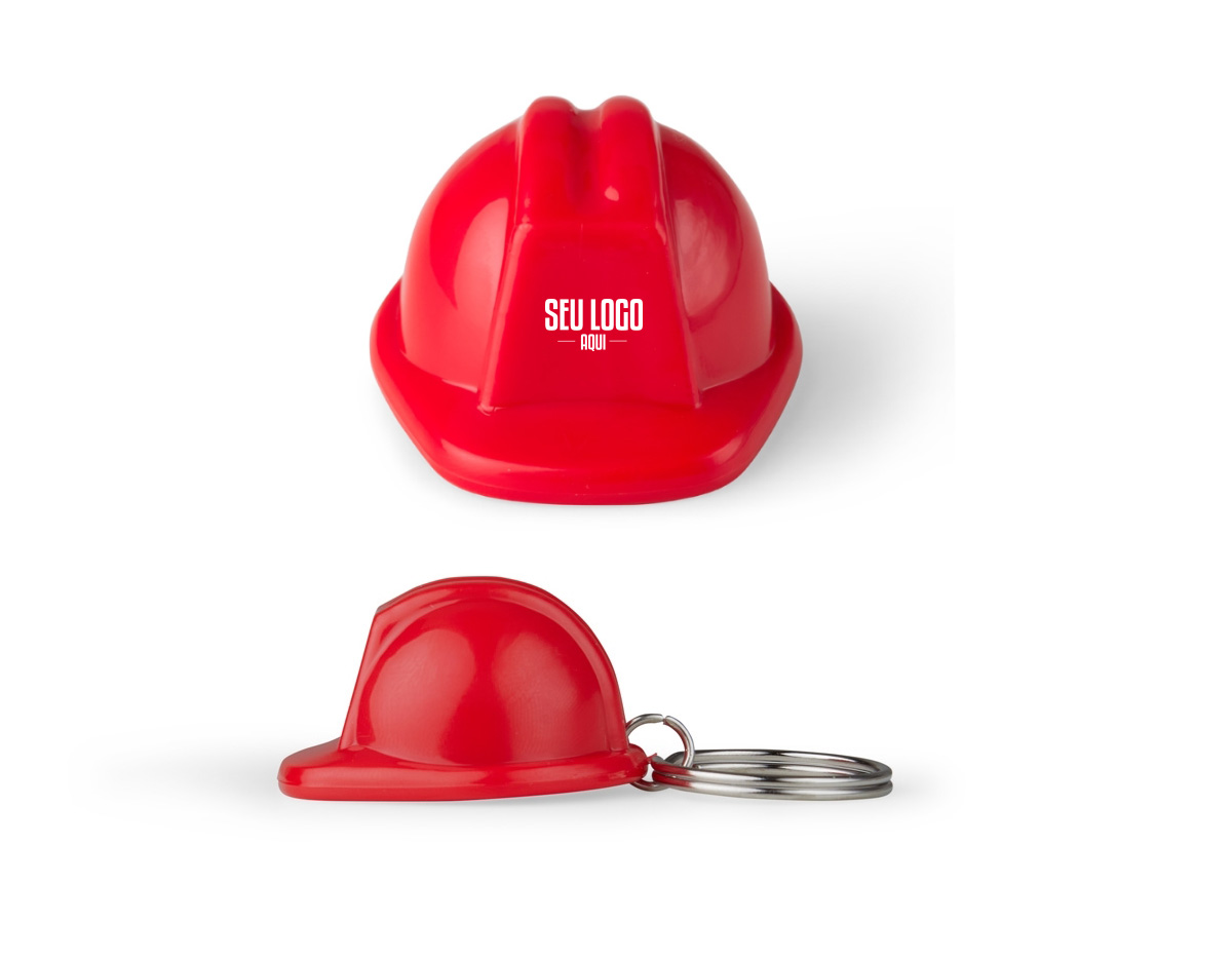 Chaveiro capacete de segurança EPI, material plástico.