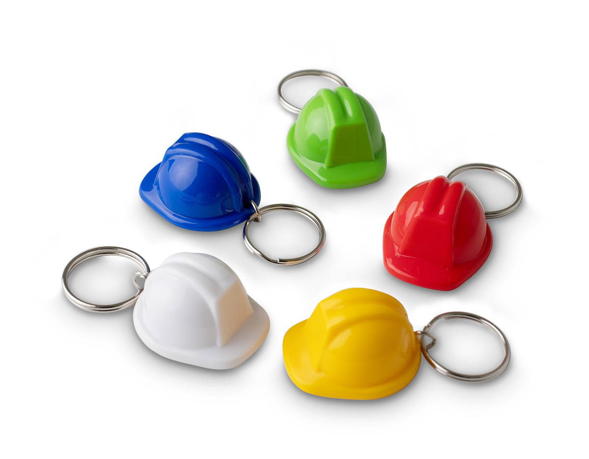 Chaveiro capacete de segurança EPI, material plástico.