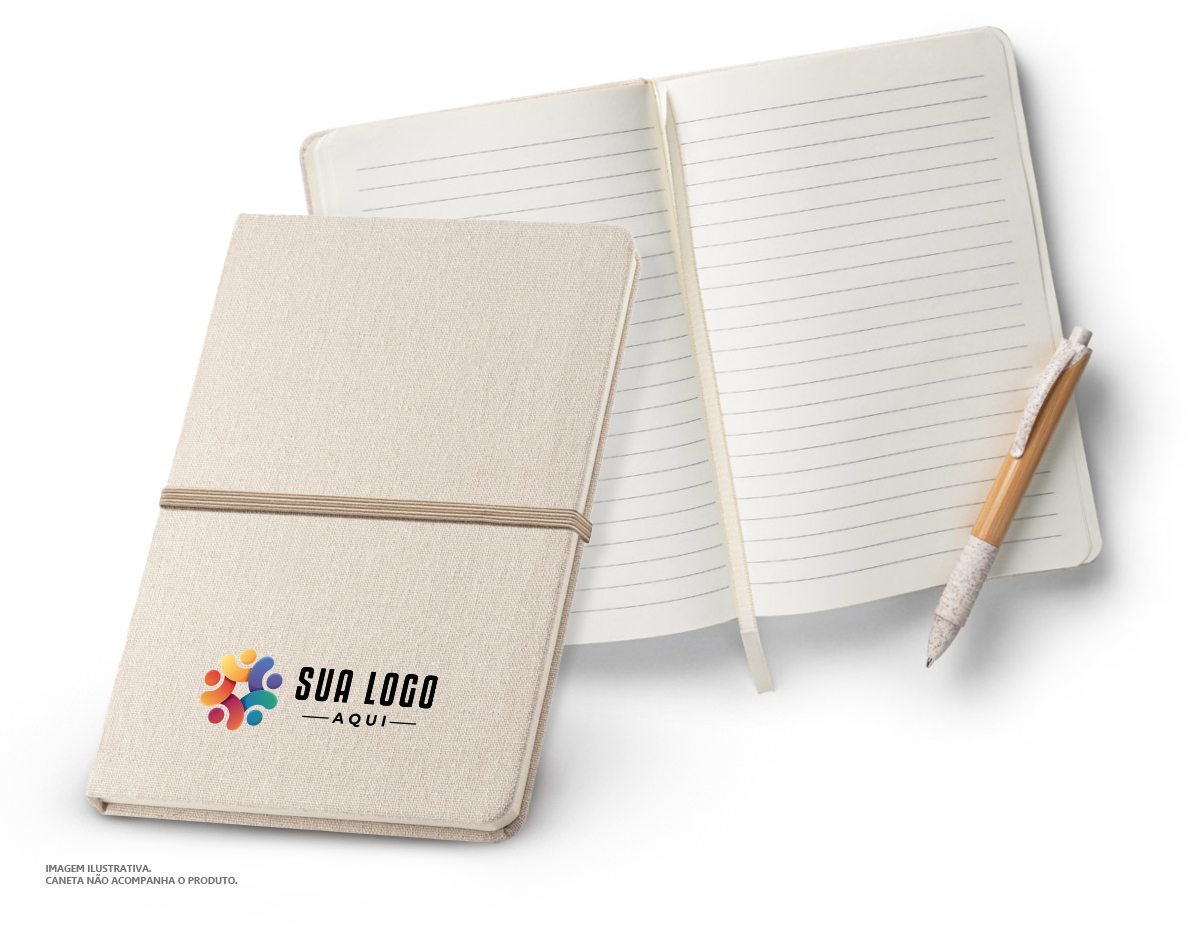 O caderno A5 apresenta uma capa dura luxuosa em linho (230 g/m²), conferindo durabilidade e elegância. Seus cantos arredondados proporcionam um toque moderno. Com 96 folhas pautadas, é ideal para anotações e registros diários. Tamanho compacto de 140 x 210 mm, perfeito para transportar facilmente