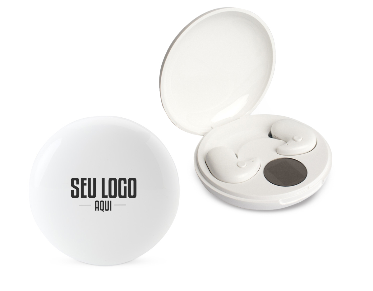 Fone de ouvido bluetooth vem com um botão para comandos e um case carregador com display de bateria. Também possui um modo sono, onde funciona por 45 minutos antes de desligar automaticamente. Acompanha USB Tipo-C, cordão de silicone e 2 pares de eartips em diferentes tamanhos.