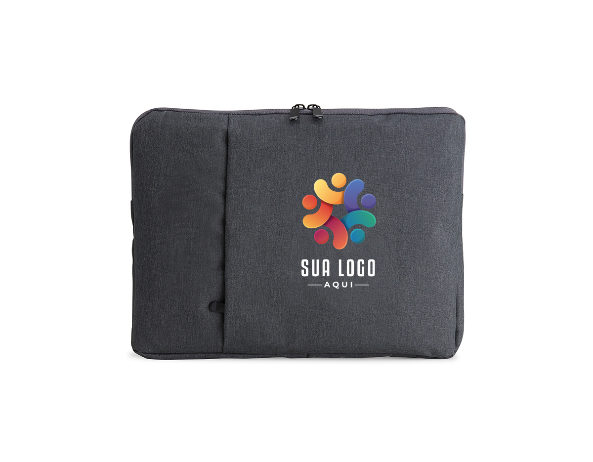 Pasta para tablet e notebook 14 em poliéster resistente à água com dois compartimentos e parte interna com estofamento aveludado.