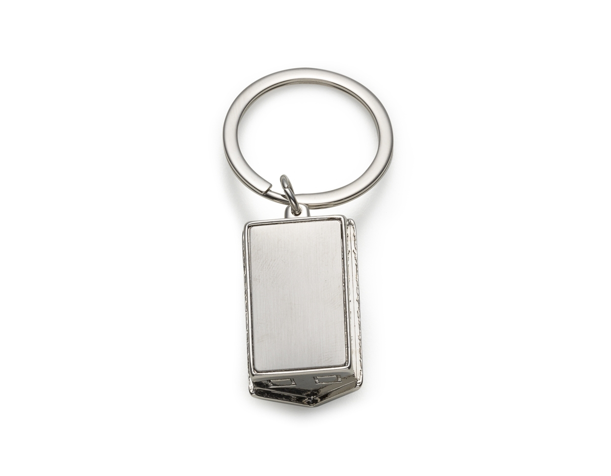 Chaveiro em formato 3D de casa, com acabamento brilhante e detalhes em relevo para uma aparência única. Sua parte inferior possui uma chapa de inox, permitindo personalização com gravação. Um acessório encantador e funcional, ideal para presentear ou para uso pessoal, adicionando um toque de estilo às suas chaves.
