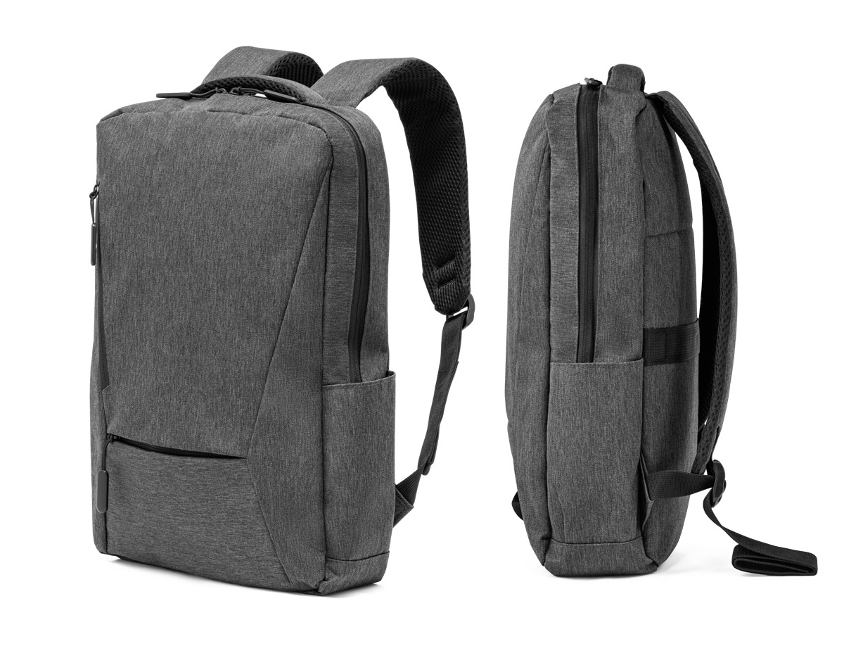 Mochila para notebook em 900D de alta densidade com um compartimento principal com divisória almofadada para notebook 15,6" e diversos bolsos interiores. Contém ainda 2 bolsos frontais, 1 lateral e entrada USB. Parte posterior e alças almofadadas com banda para transporte em trolley. Capacidade até 14 L. 310 x 440 x 110 mm